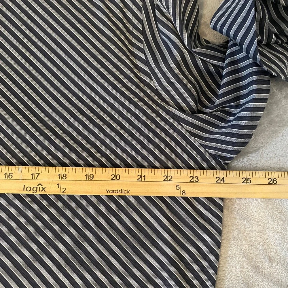 Banana Republic Shirt Sz L Black Gray Diagonal Stripe Button Up VTG Y2K ‎ Office